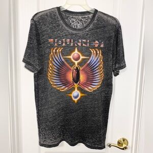 Y2K Chaser JOURNEY Scarab Graphic Burnout Band Tee USA MADE Gray Men’s Large